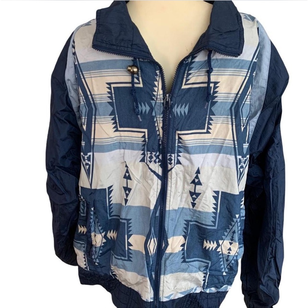 Vintage 1980’s Andy Johns jacket blue Aztec
Full zipper front men’s size large